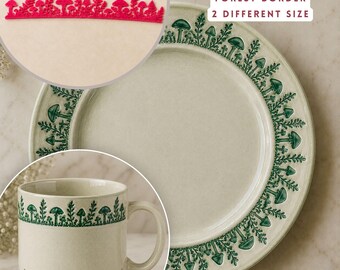 Flexstamp™ – Flexible Clay Stamp | Mushroom Forest Border Texture | Woodland Botanical Pattern