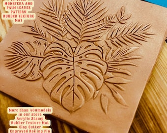 Monstera Palm Leaf Rubber Texture Mat: Polymer Clay Tool