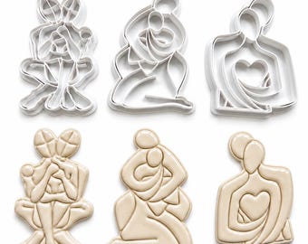 Abstract Couple Clay Stamp Cutter Set | 3 Designs