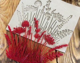 Flexstamp™ – Flexible Clay Stamp | Botanical Wildflower Grass Texture | Organic Meadow Pattern