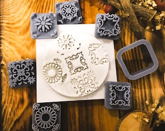 Moroccan Tile Stamp & Cutter Set: Polymer Clay, Ceramic, Cookie