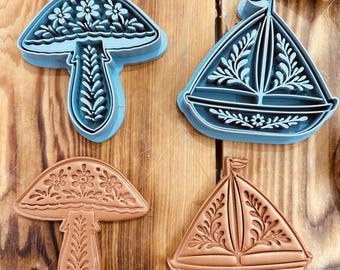 Nordic Mushroom Or Ship Stamp Cutter Scandinavian Clay Air Dry Clay Tool