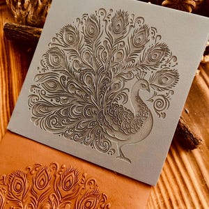 Peacock Polymer Clay Texture Mat: Acrylic Tile for Sculpey, Fimo, Cernit