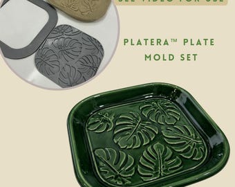 Platera™ Tropical Leaf Plate Mold Set: Monstera Palm Pattern Maker (20 cm)