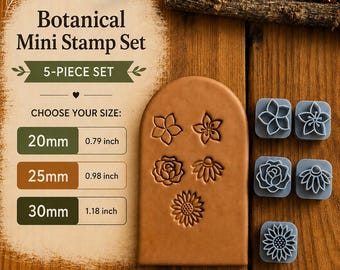 Mini Floral Clay Stamp Set, 5-Piece Pottery and Polymer Clay Flower Stamps