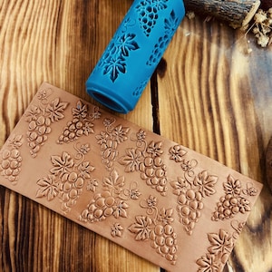 Mini uva e viticci modellati rullo alto da 7 cm, rullo per texture in rilievo, strumento fai da te, argilla polimerica, ceramica, pasta di zucchero