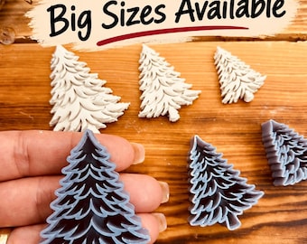 Christmas Tree Clay Stamp & Cutter – Mini 3-Piece Imprint Cutter Set or Single Large Sizes (6–15 cm)