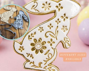 Easter Bunny Clay Stamp Cutter, Floral Rabbit Polymer Clay Tool, Spring Decor