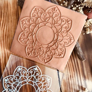 Mandala2 Pattern Texture Mat, Embosser Stamp, Acrylic Clay Texture Sheet Deco, Lace Pattern, Ceramic Earring Supplies