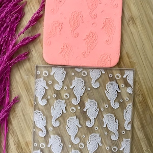 Seahorse Texture Mat, Embosser Stamp, Acrylic clay texture tool, Texture Sheet, Seahorse Pattern, Ceramic Earring Supplies