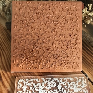 Baroque Vintage Texture Mold – Ornate Pattern for Polymer Clay, Air Dry Clay And Metal Clay | 10x10 cm Rubber And Acrylic Stamp