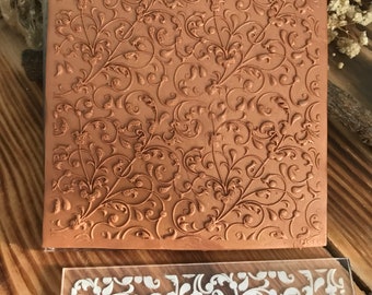 Baroque Vintage Texture Mold – Ornate Pattern for Polymer Clay, Air Dry Clay And Metal Clay | 10x10 cm Rubber And Acrylic Stamp