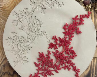 Flexstamp™ – Flexible Clay Stamp | Botanical Berry Branch Pattern – Deep Detail Texture Tool
