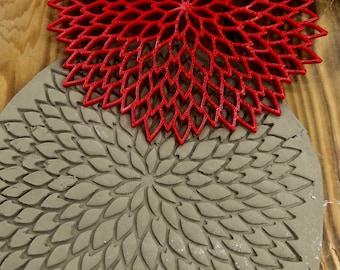 Flexstamp™ Dahlia Mandala Stamp | Flexible Clay Stamp | Large Floral Texture
