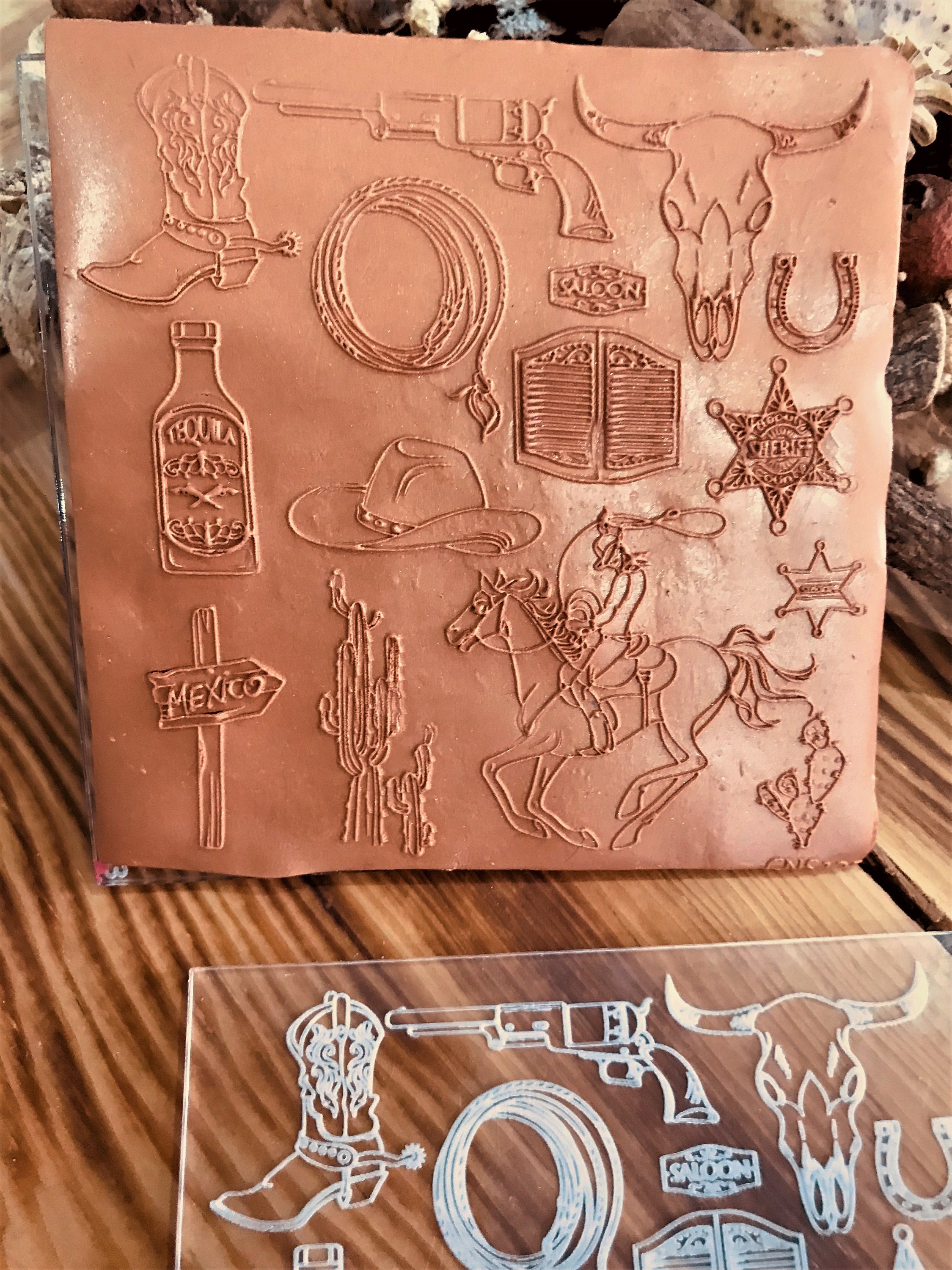 Cowboy Pattern Texture Mat, Embossing Stamp for Polymer Clay, American ...