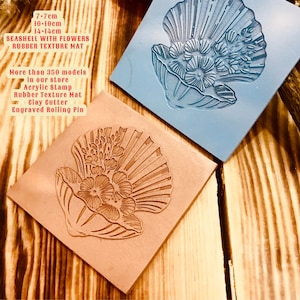 Seashell And Flowers Pattern Rubber Texture Mat Polymer Clay Tools⎥Earring Making⎥Hand Roller⎥Clay Texture Tool⎥Jewellery Tools