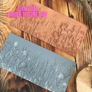 Meadow Wild Herbs Rubber Texture Mat⎥Polymer Clay Tools⎥Earring Making⎥Hand Roller⎥Clay Texture Tool⎥Jewellery Tools For Metal Clay