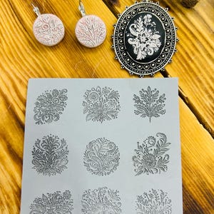 Floral Polymer Clay Texture Mat: 9 Flower Patterns for Jewelry