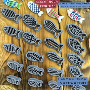 Fish Polymer Clay Cutter Set: 3D Printed Stripe & Scale Patterns