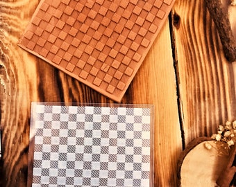 Checkerboard Polymer Clay Texture Mat: Acrylic Impression Tile