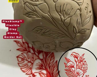 Flexstamp™ – Flexible Clay Stamp | Deep Detail Texture Tool | Lily Floral Pattern