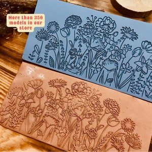 Flower Meadow Rubber Texture Mat: Polymer Clay Tool (70x140mm)