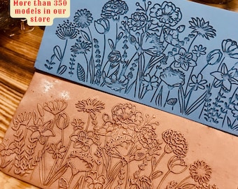 Flower Meadow Rubber Texture Mat⎥Polymer Clay Tools⎥Earring Making⎥Hand Roller⎥Clay Texture Tool⎥Jewellery Tools