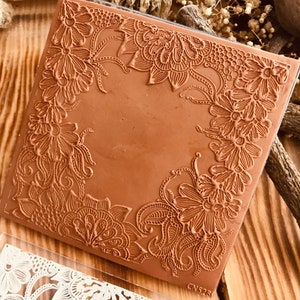 Floral Lace Clay Stamp,Fondant Pattern Texture Mat, Embossing Stamp, Acrylic Texture Sheet, Texture Plaque,Texture Tile,Fimo,Sculpey,Cernit