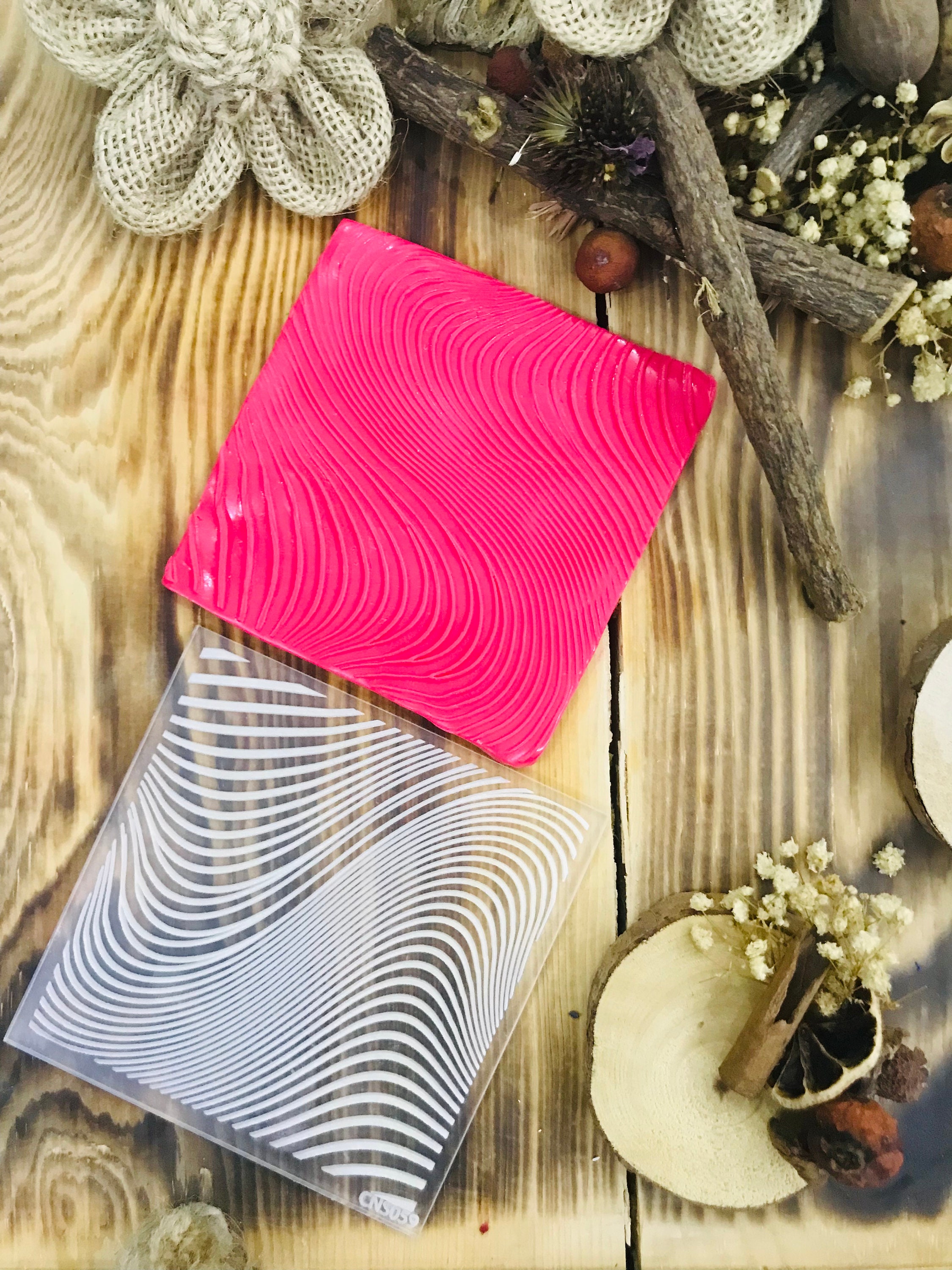 Wave Texture Mat, Polymer Clay Debossing Stamp, Acrylic Clay Tool, Wave