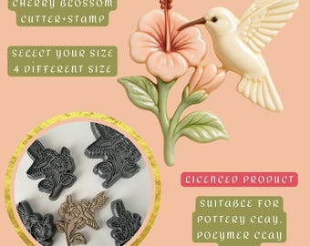 Kolibri Kirschblüte Ausstecher Stempel - 4 Größen - Clay Soap Cookie