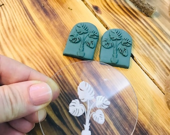 Acryltextuurstempel Monstera Leaf: polymeerklei-reliëf