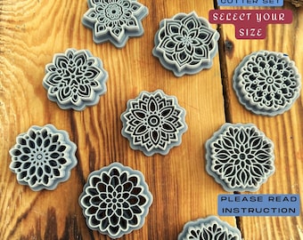 Mandala Clay Cutter Set: 9 Boho Polymer Clay Cutters for Earrings & Crafts