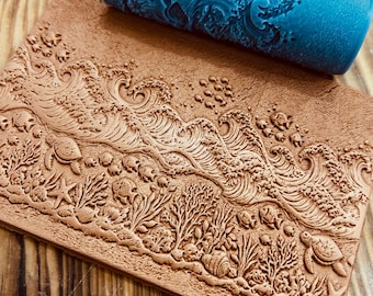 Ocean Waves Sea Life Texture Roller Turtle Fish Coral Pattern 10 cm