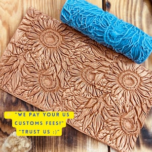 Sunflower Texture Roller: 3D Floral Embossing for Clay