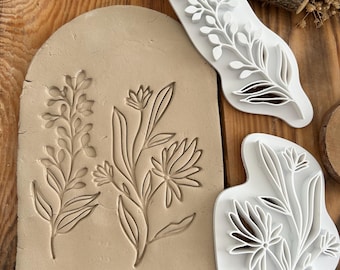 Olive Branch & Wildflower Clay Stamp Set