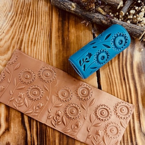 Sunflower Texture Roller: Polymer Clay Embossing Tool (7cm)