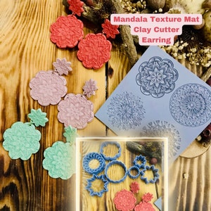 Mandala Art Deco Rubber Texture Mat: Polymer Clay Earring Tool (10x10cm)