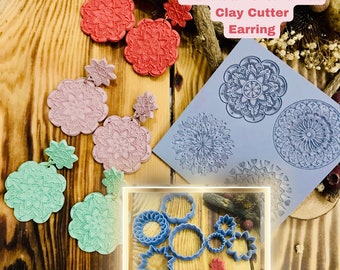 Mandala Art Deco Rubber Texture Mat 10*10Cm⎥Polymer Clay Earring⎥Clay Cutter⎥Hand Roller⎥Clay Texture Tool⎥Jewellery Tools