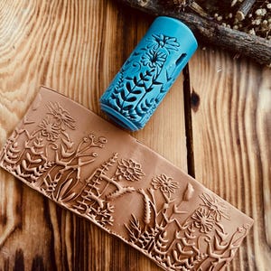 Flower Meadow Texture Roller: Polymer Clay Embossing Tool