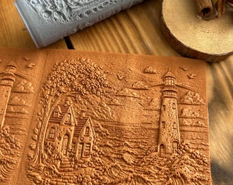 Lighthouse Haven Texture Roller, Coastal Clay Roller, Seaside Cottage Pattern