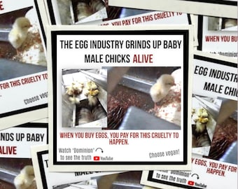The egg industry vegan activism stickers