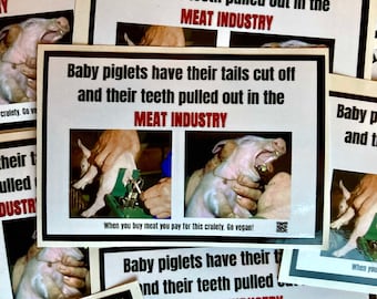 Baby piglets in the meat industry vegan activism stickers - waterproof