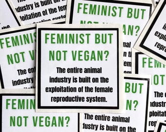 Feminist but not vegan activism stickers