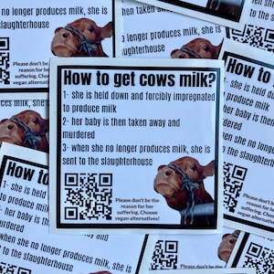 Kuhmilch / Milchprodukte Vegan Aktivismus Aufkleber. Molkerei ist beängstigend qr-code
