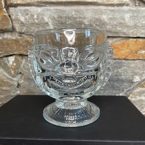 Vintage Tiki Glass Ice Bucket or Large Drinking Goblet – Dual-Faced Polynesian Barware