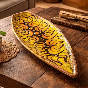 Plato vintage Poole Pottery Aegean Arrow de la década de 1970 - Inglaterra de mediados de siglo, 43 cm (17 pulgadas)