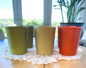 Vintage Tupperware Tumblers – Set of 6 Harvest Colours, Mid Century Kitchenware