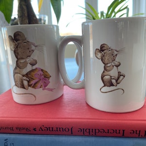 Mug vintage Otagiri souris et noix par Gibson Cartes de voeux - Adorable tasse à café souris des années 1980 - Cadeau pour les amoureux du café ou des animaux