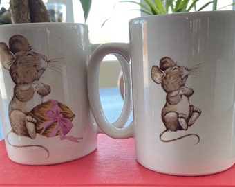Vintage Otagiri Mouse Mug: 1980s Gibson Greeting Card Coffee Cup