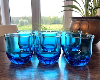 MCM Aqua Blue Lowball Glasses (Set of 6) - Vintage Barware